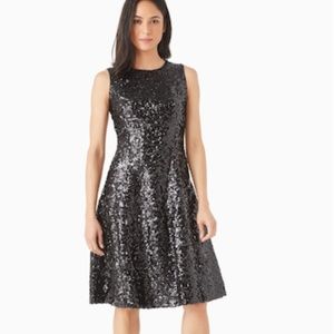 Kate Spade Fit and Flare black sequin cocktail dress size 10